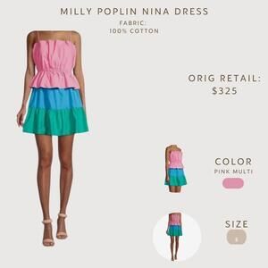 Milly Poplin Nina Dress - Pink Multi, Size S